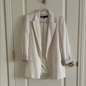 Linen White Cream Tailored Blazer Lined